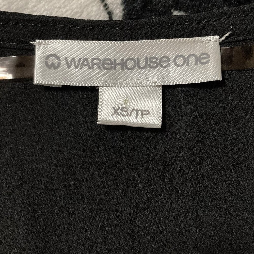 WAREHOUSE ONE Black semi-sheer shirt with silver tone grommets ~ XS SMALL top - Picture 2 of 14